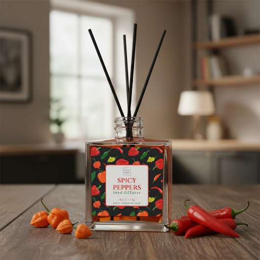 Customizable Spicy Peppers Reed Diffuser Label Quadratischer Aufkleber