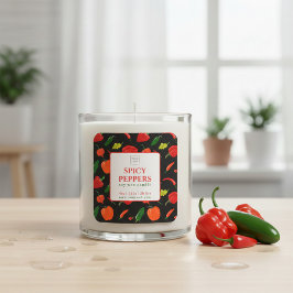 Customizable Spicy Peppers Soy Wax Candle Label Quadratischer Aufkleber