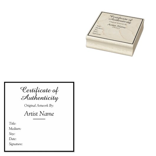 Customizable Square Certificate of Authenticity Gummistempel (Stempel)