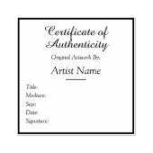 Customizable Square Certificate of Authenticity Gummistempel (Prägung)