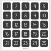 Customizable Square Number Stickers White on Black Aufkleber (Blatt)