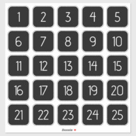 Customizable Square Number Stickers White on Black Aufkleber