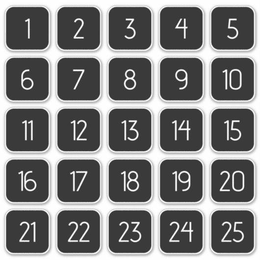 Customizable Square Number Stickers White on Black Aufkleber (Vorderseite)