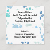 Customizable Square Pet Breeder Business Card  Quadratische Visitenkarte (Rückseite)