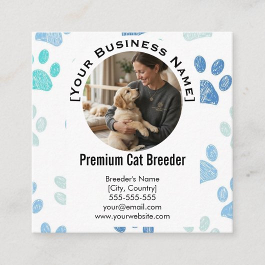 Customizable Square Pet Breeder Business Card  Quadratische Visitenkarte (Vorderseite)