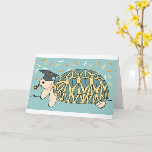 Customizable Star Tortoise Graduation Card 2 Karte (Gelbe Blume)