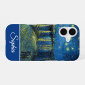 Customizable Starry Night Over the Rhone, Van Gogh iPhone 16 Hülle (Rückseite (Horizontal))