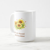 Customizable Sunflower Heart Mother’s Day Mug Kaffeetasse (Vorderseite Links)