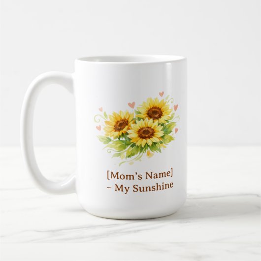 Customizable Sunflower Heart Mother’s Day Mug Kaffeetasse (Links)