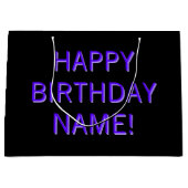 Customizable Text Happy Birthday to Any Name Large Große Geschenktüte (Vorderseite)