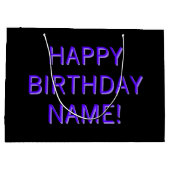 Customizable Text Happy Birthday to Any Name Large Große Geschenktüte (Rückseite)