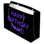 Customizable Text Happy Birthday to Any Name Large Große Geschenktüte (Rückseite Schrägansicht)