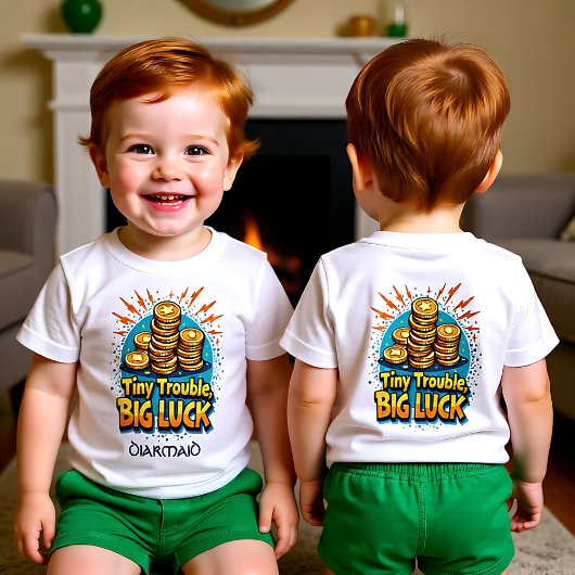 Customizable Tiny Trouble Big Luck Baby T-shirt