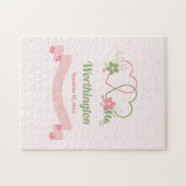 Customizable Two Linked Hearts Love Design Puzzle (Horizontal)