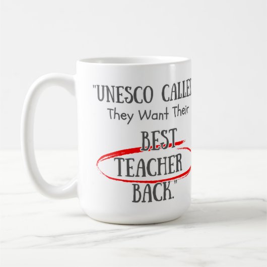 Customizable UNESCO asking for their Bestteachers  Kaffeetasse (Links)