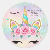 Customizable Unicorn Birthday Party Favor Sticker (Vorderseite)