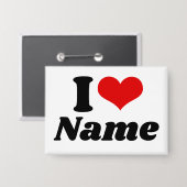Customizable Valentines Day I love Heart Custom Button (Vorderseite/Rückseite)