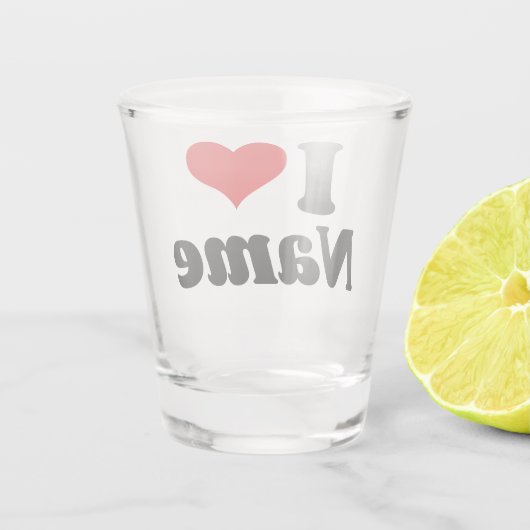 Customizable Valentines Day I love Heart Custom Schnapsglas (Rückseite)
