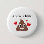 Customizable Valentines Poo Emoji Button (Vorderseite)