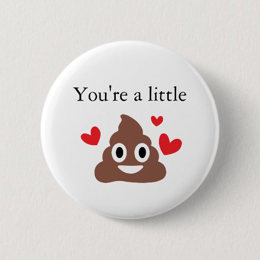Customizable Valentines Poo Emoji Button (Vorderseite)