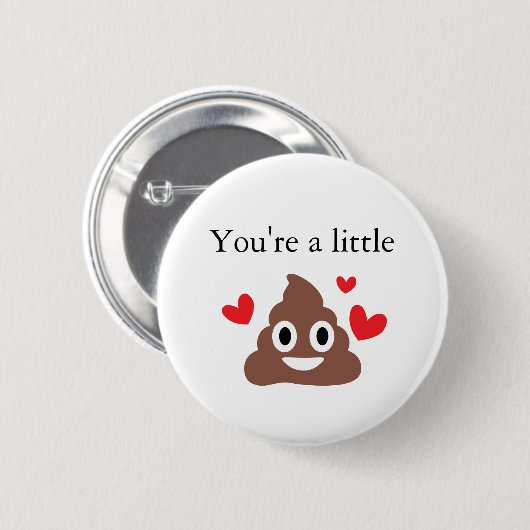 Customizable Valentines Poo Emoji Button (Vorne & Hinten)