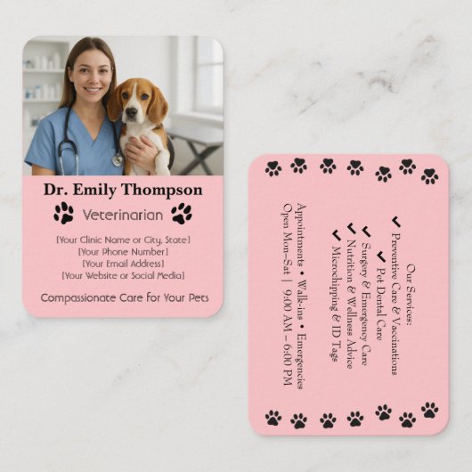 Customizable Veterinarian Business Card – Photo Visitenkarte (Vorne/Hinten)