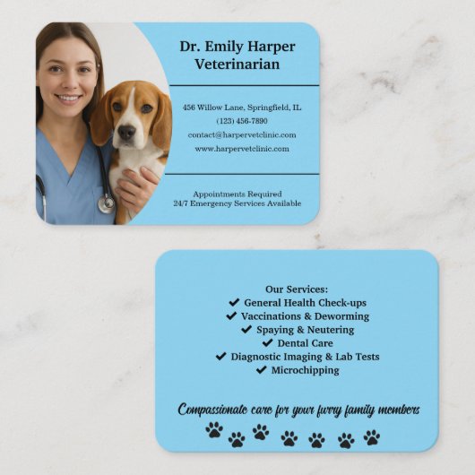 Customizable Veterinarian Business Card  Visitenkarte (Vorne/Hinten)