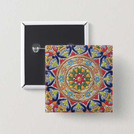 Customizable Vintage Spanish Tile Button (Vorne & Hinten)