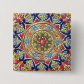 Customizable Vintage Spanish Tile Button (Vorderseite)