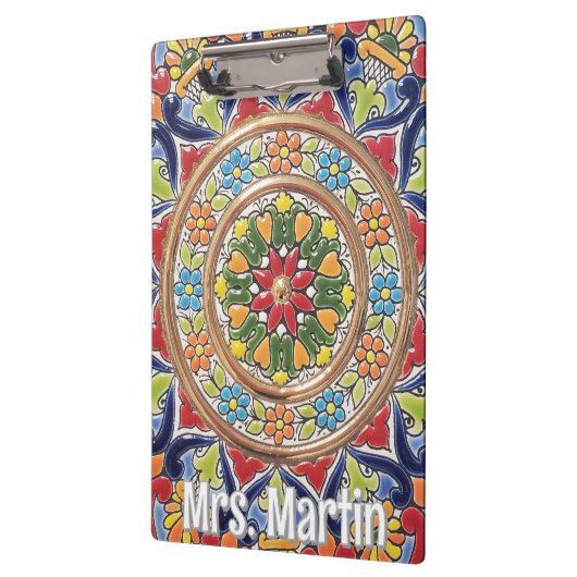 Customizable Vintage Spanish Tile Klemmbrett (Links)