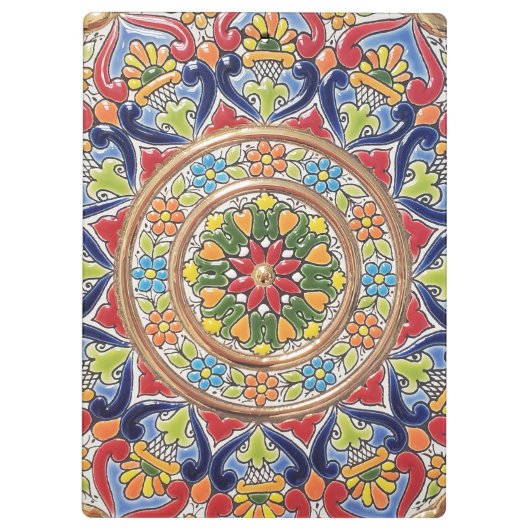 Customizable Vintage Spanish Tile Klemmbrett (Rückseite)