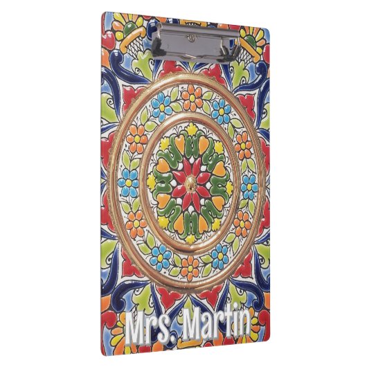 Customizable Vintage Spanish Tile Klemmbrett (Rechts)