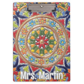 Customizable Vintage Spanish Tile Klemmbrett (Vorderseite)