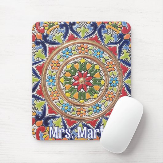 Customizable Vintage Spanish Tile Mousepad (Mit Mouse)