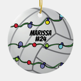 Customizable Volley Ball with Holiday Lights  Keramik Ornament
