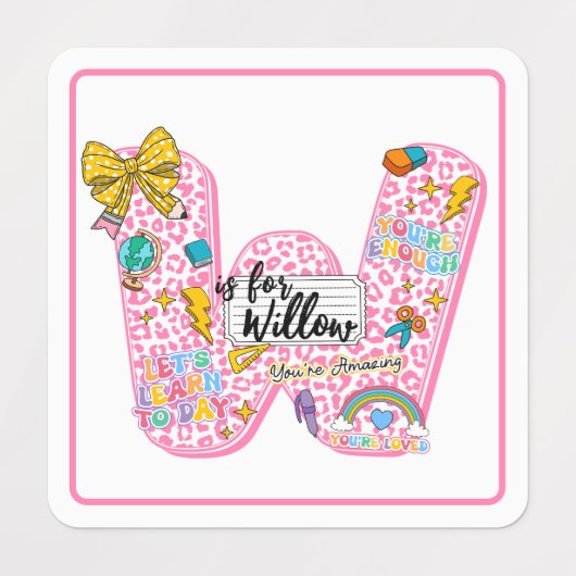 Customizable “W is for” Alphabet Art – Inspiration Etiketten (Design 1)