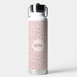 Customizable Water Bottle, Pink Floral Design Trinkflasche