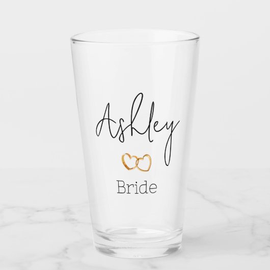 Customizable Wedding Bride Glass Tumbler (Vorderseite)