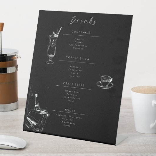 Customizable Wedding Drinks Menu Sign Sockelschild (In Situ)