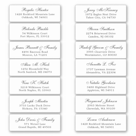 Customizable wedding guest address labels sticker (Vorderseite)