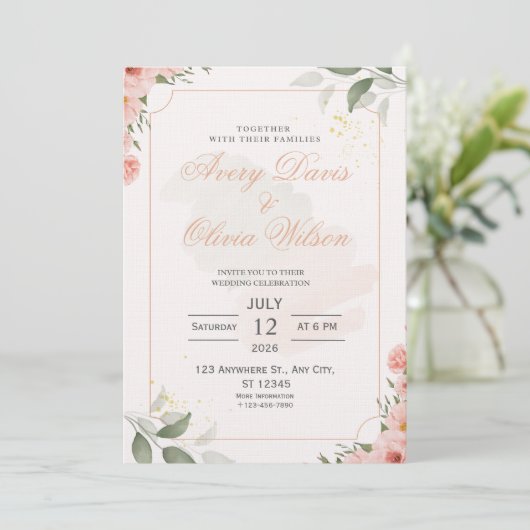 Customizable Wedding Invitation – Elegant Einladung (Stehend Vorderseite)