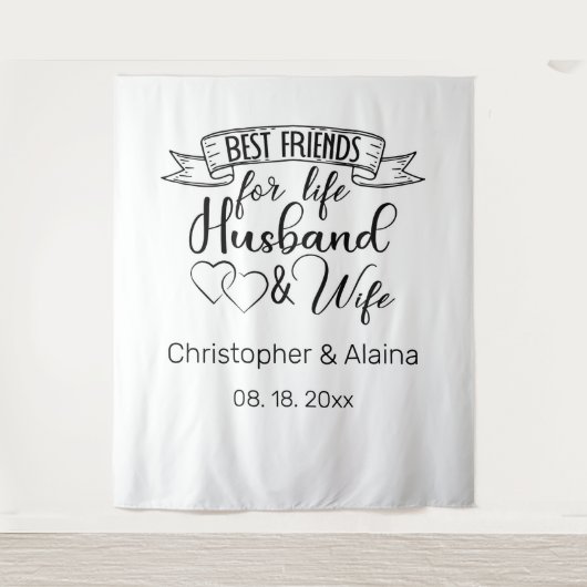 Customizable Wedding Quote Backdrop Wandteppich (Vorderseite)
