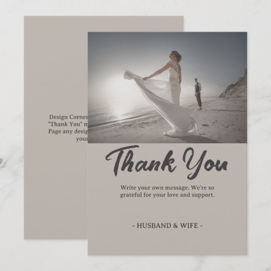 Customizable Wedding Soft Neutral Coastal Dankeskarte (Vorne/Hinten)