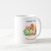 Customizable Whimsical Easter Tulips & Eggs Design Kaffeetasse (VorderseiteRechts)