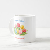 Customizable Whimsical Easter Tulips & Eggs Design Kaffeetasse (Vorderseite Links)