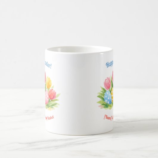 Customizable Whimsical Easter Tulips & Eggs Design Kaffeetasse (Mittel)