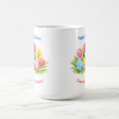 Customizable Whimsical Easter Tulips & Eggs Design Kaffeetasse (Mittel)