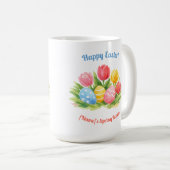 Customizable Whimsical Easter Tulips & Eggs Design Kaffeetasse (VorderseiteRechts)