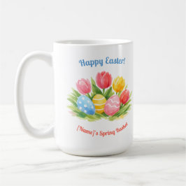 Customizable Whimsical Easter Tulips & Eggs Design Kaffeetasse