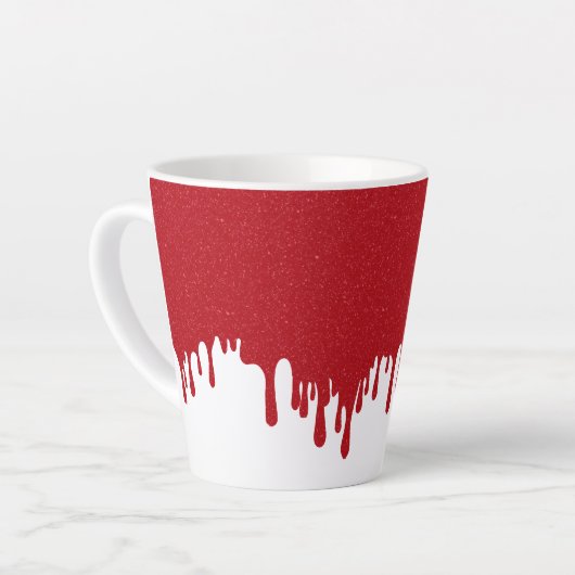 Customizable White Drip Tomato Red Latte Mug Milchtasse (Linke Ecke)